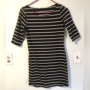 Black and white striped dress